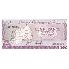 P 8d Rwanda 100 Francs Year 1976